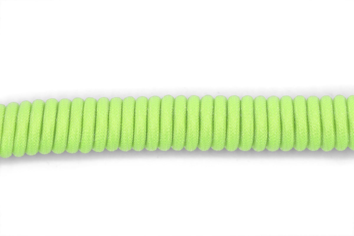 Glacier Premium Durable Quality Braided USB-C to USB-A Coiled Cable with Detachable Metal Aviator Connector Plug for Mechanical Keyboard (Neon Green)