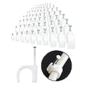 100-Pack Mini Round Cable Clips- Computer Cable Management Clips for Appliances, Ethernet, Coaxial Cable & Extension Cords - Mini Wire Nail Clips