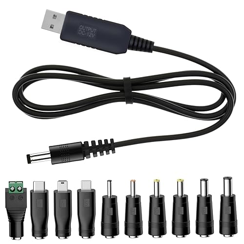 YiKaiEn 5V USB to 12V DC Charging Cable,Universal Power Cord for Toys,Watches,Fan,Speaker,Headset,Monitor,Table Lamp,Phones,LED Light Strip Router,DC