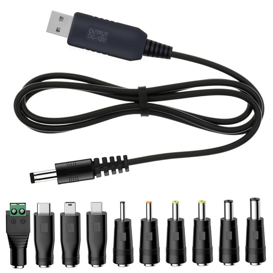 YiKaiEn 5V USB to 12V DC Charging Cable,Universal Power Cord for Toys,Watches,Fan,Speaker,Headset,Monitor,Table Lamp,Phones,LED Light Strip Router,DC
