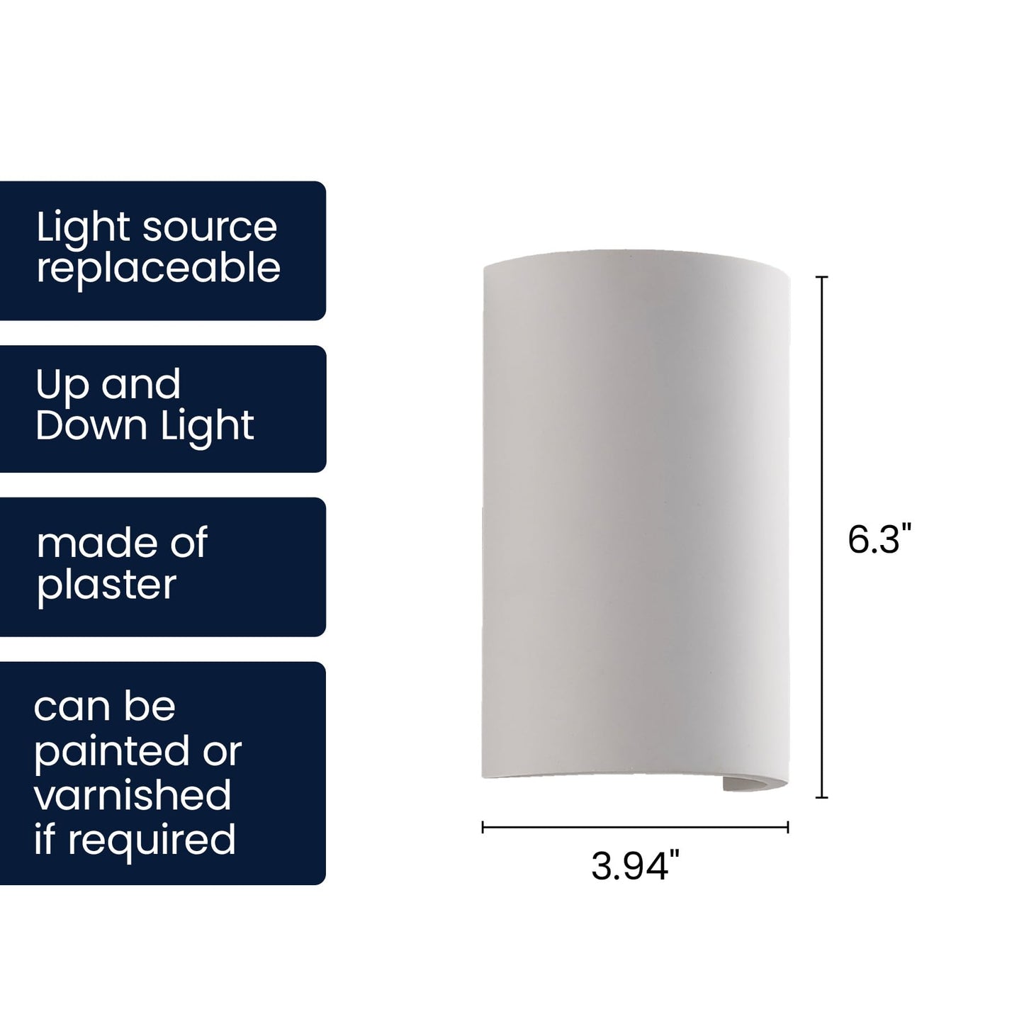 Lucande White Plaster Wall Sconce Light, Paintable DIY Wall Decor Up Down Wall Light for Living Room, Hardwired Wall Lamp for Hallway Bedroom, G9 Wall