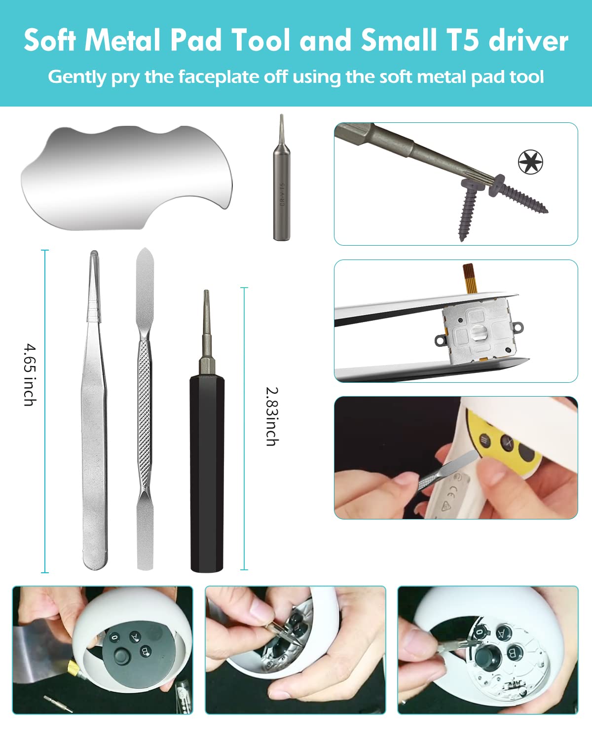 Joystick Replacement Kit for Oculus Quest 2/3 Controller, OLCLSS Repair Accessories for Meta Quest 2/3 Controller, Include 2 Joysticks, T5