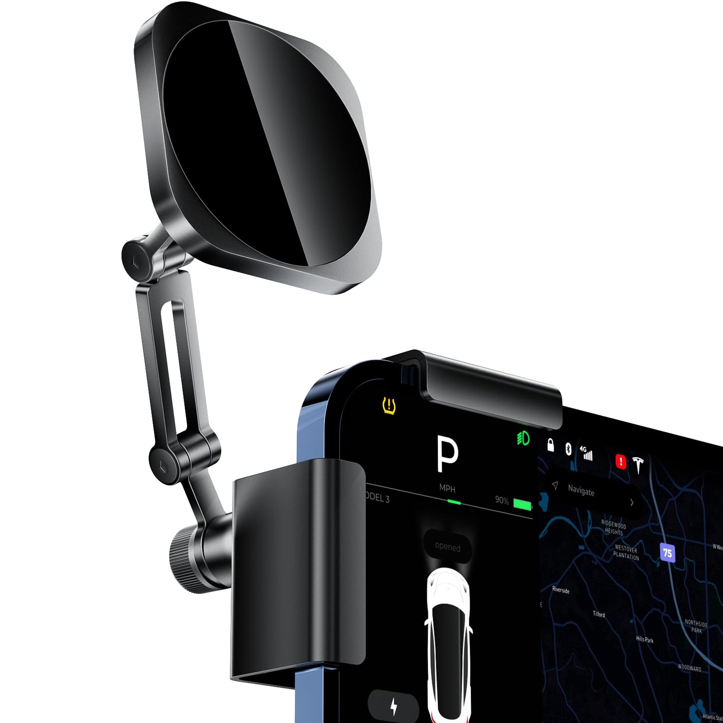 All-Metal Phone Holder for Tesla Model 3/Y and Cybertruck, Car Dash Phone Holder, Accessories Magsafe Car Mount Magnetic Phone Mount Strongest Magnet