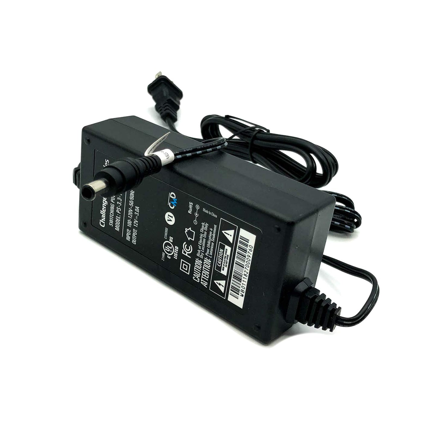 Challenger Cable Sales PS-3.3-12-3-DC1 12V 3A 36W Switching Power Supply AC/DC Adapter