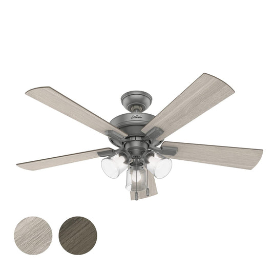 Hunter Fan 52 inch Casual Matte Silver Indoor Ceiling Fan with Light KitF (Renewed)