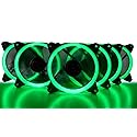 CUK 6-Pack Green Halo Ring 120mm LED Vibrant Color Computer Case Fan for CPU Coolers and Radiators - High Airflow 45 CFM & Anti-Vibration Pads