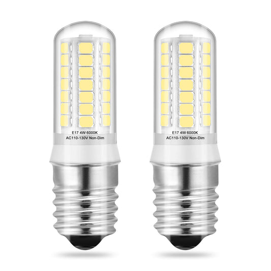 E17 LED Bulbs Under Microwave Over Stove Lights, Daylight 6000K, 40W Incandescent Equivalent, Non-Dimmable, Pack of 2
