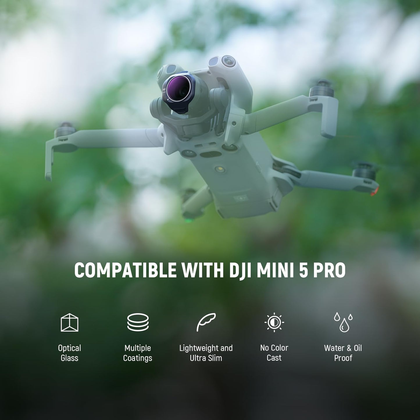 NEEWER ND/PL Filter Set Compatible with DJI Mini 5 Pro Drone Camera (ND8/PL+ND16/PL+ND32/PL+ND64/PL), Snap On Neutral Density Polarized ND Lens Filter