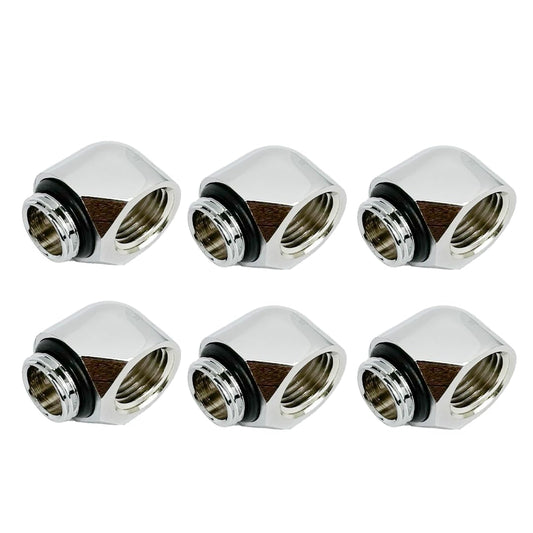 dracaena.io 6-Pack G1/4" Male to Female 90° Angle Elbow Fittings, Brass Water Cooling Connector Adapter for PC Computer Liquid Cooling Loop, Durable