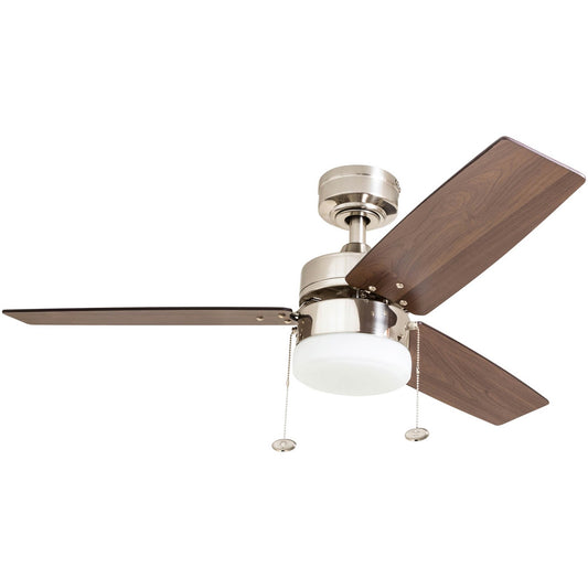 Prominence Home 42" Reston Ceiling Fan w/Light, Chain & 3 Blades, Nickel