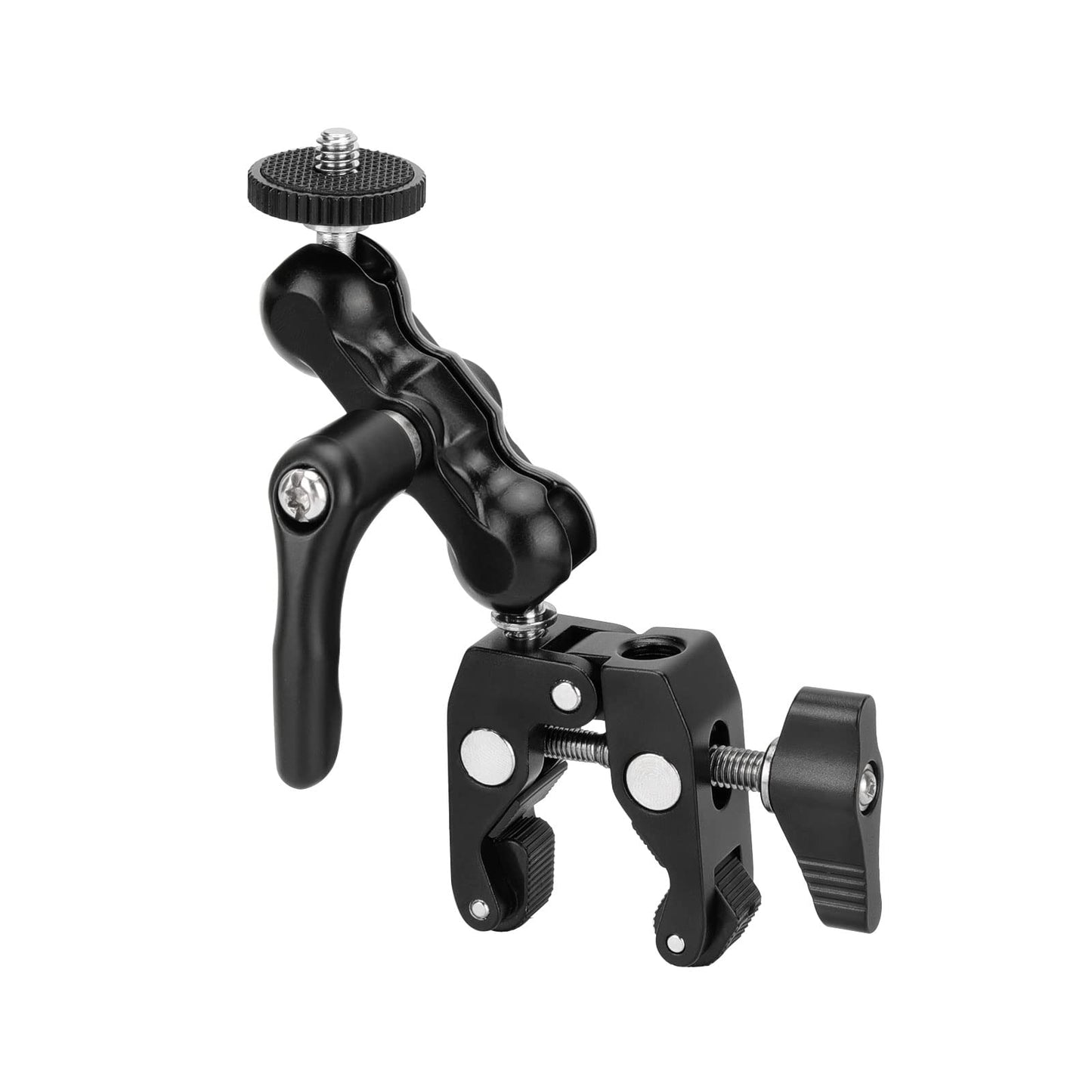 SZRIG Multi-Functional Ballhead Clamp Magic Arm Adapter with Bottom Clamp Super Robust Central Lock Knob(Black)