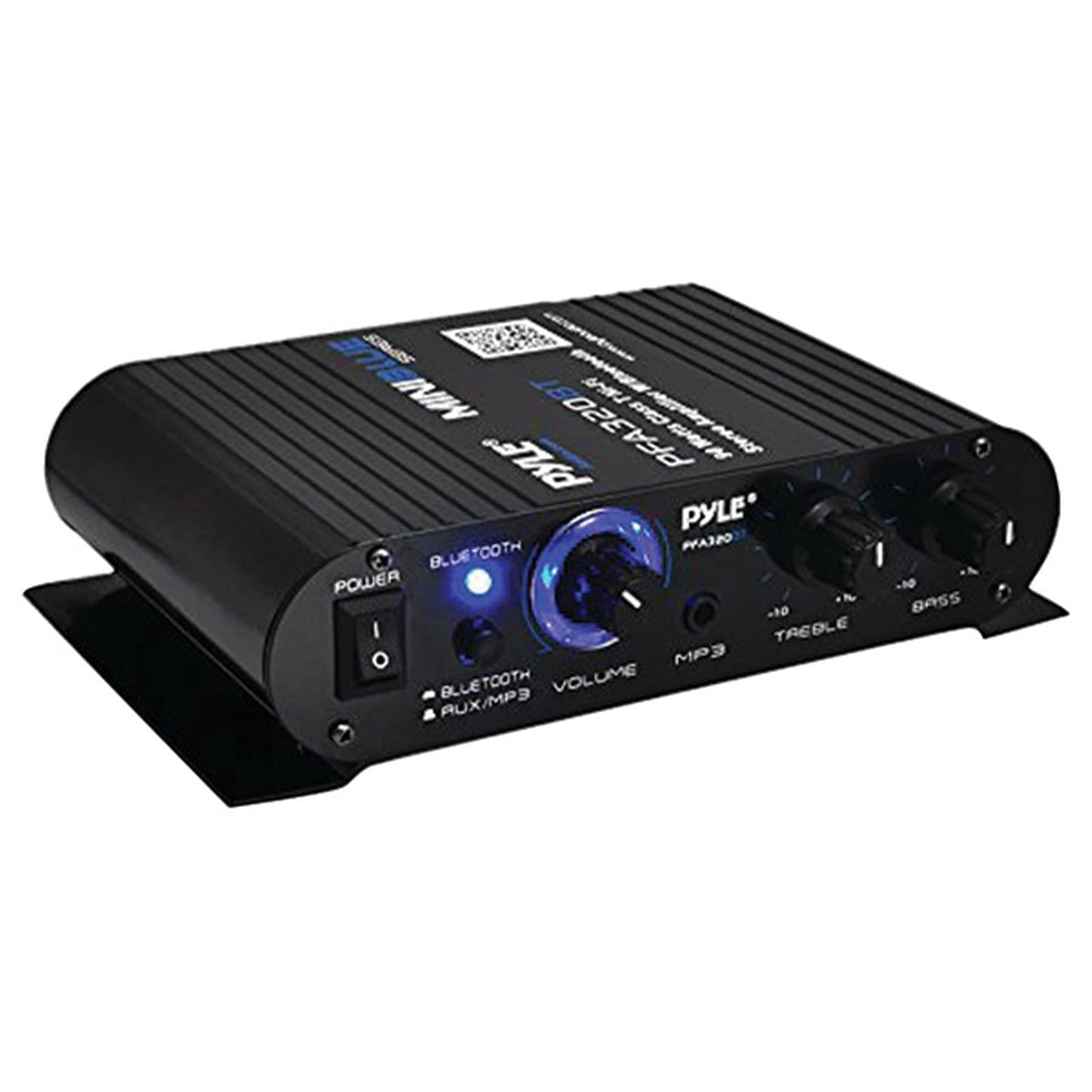 Pyle PFA330BT 2-Channel 90 Watt Max Power Bluetooth AUX Compact Class T Amplifier System Combo Bundle with 16 Gauge Speaker Wire