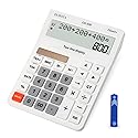 Desktop Calculator Large Display Big Buttons with 12 Digits 2-line LCD, Dual Solar Power and Battery, Calculator with Tax and Check Function
