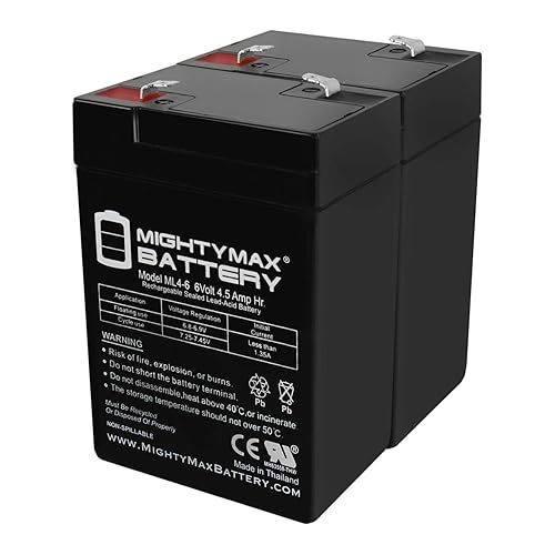 Mighty Max Battery ML4-6 - 6 Volt 4.5 AH SLA Battery - 2 Pack