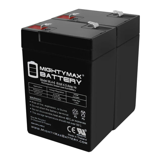 Mighty Max Battery ML4-6 - 6 Volt 4.5 AH SLA Battery - 2 Pack