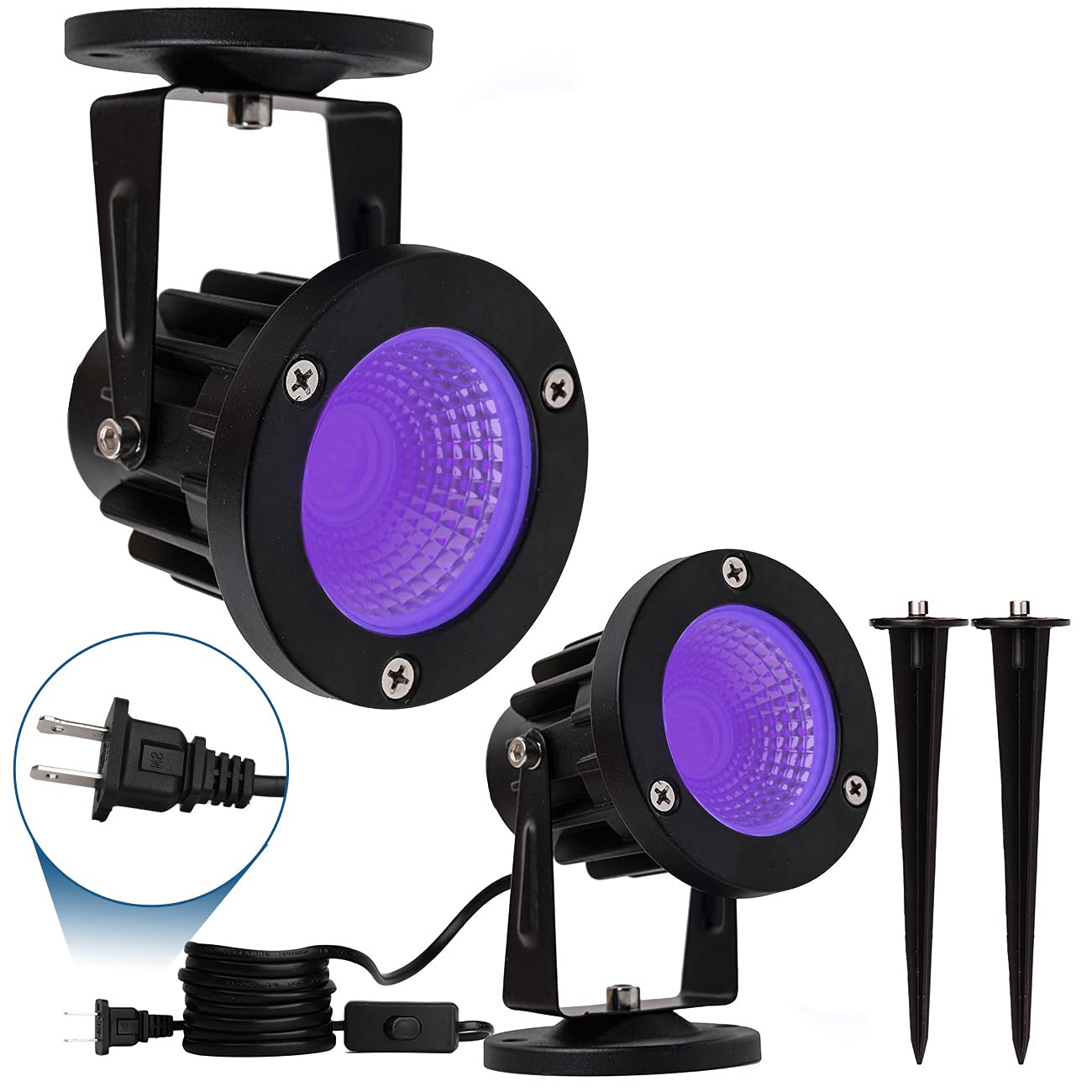ELEGLO 12W Led Black Lights,Outdoor Blacklight for Landscape Lighting,120V Black Spotlight for Dance Party, Art, Poster, Glow in Dark Party