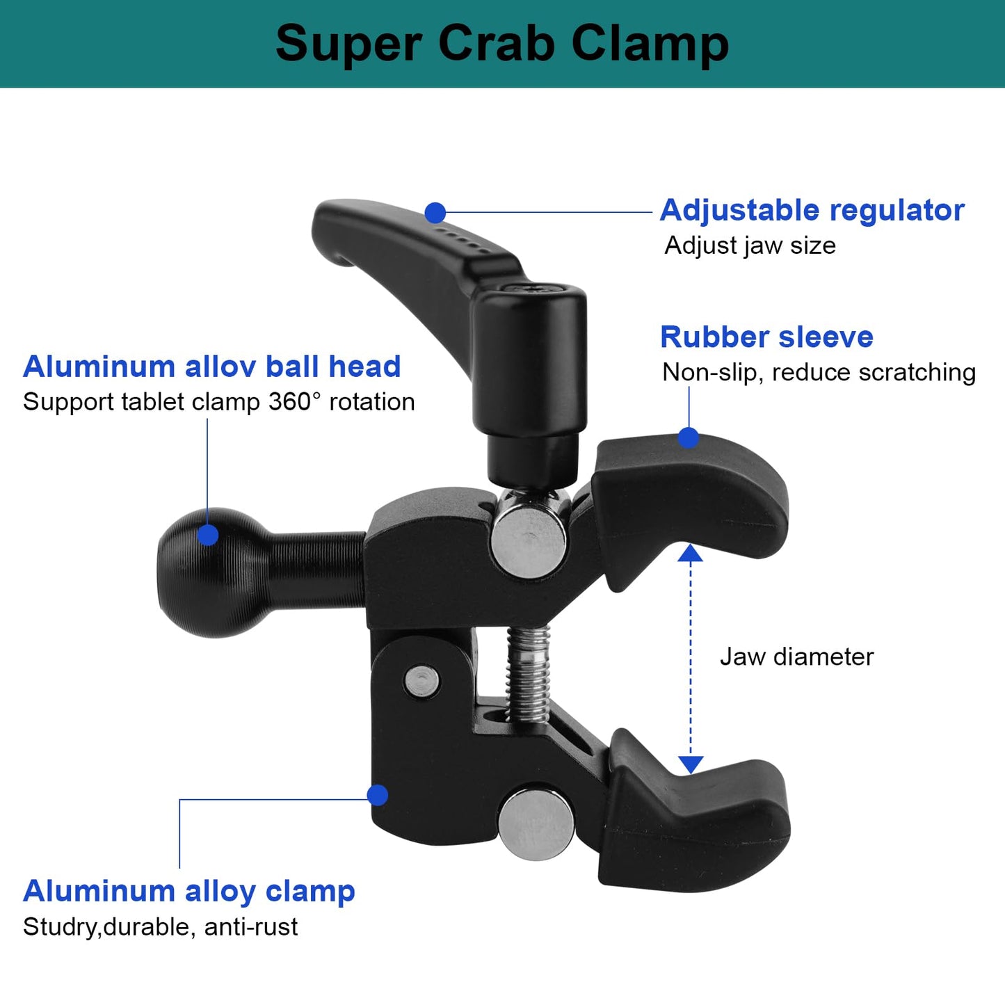 Mippko Phone Holder for Golf Cart/Microphone Stand/Cart/Railing/Handlebar/Rod,Fit for 3.5~7.5 inch iPhone/Nexus/HTC/LG/Smartphone,360°Adjustable Clip