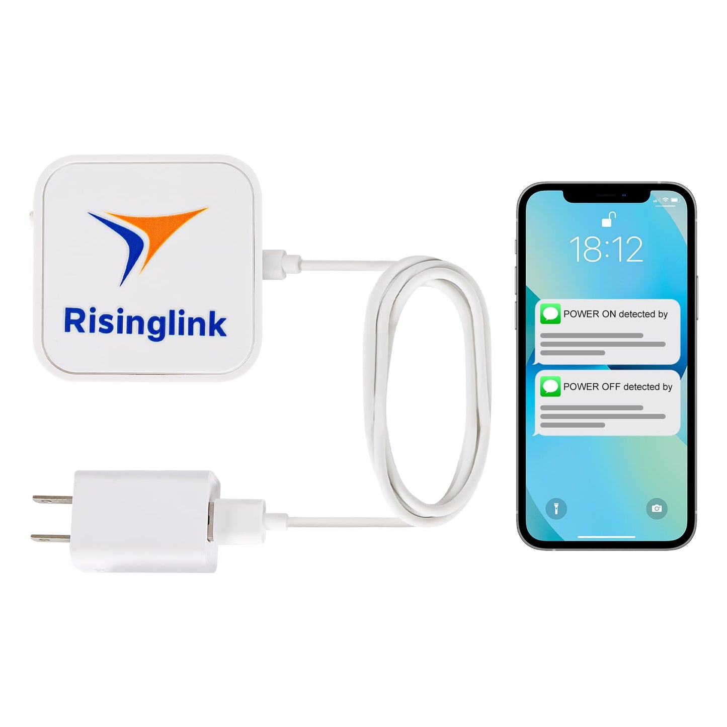 Risinglink WiFi Power Outage Alarm Detector, Power Failure & Restoration Alerts with SMS Text, Email & Audible Alarm