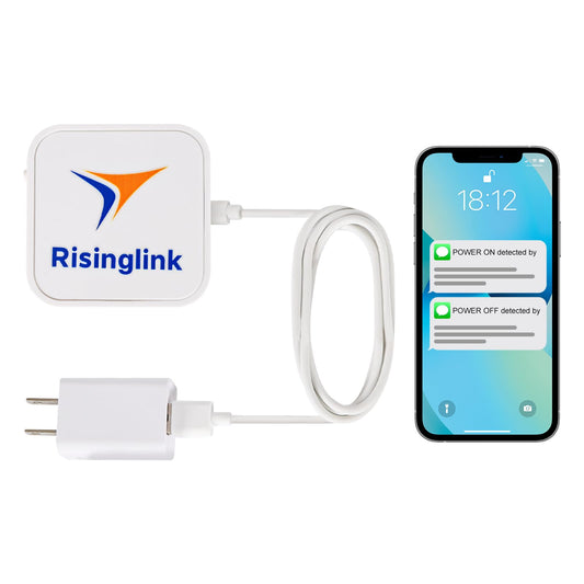 Risinglink WiFi Power Outage Alarm Detector, Power Failure & Restoration Alerts with SMS Text, Email & Audible Alarm