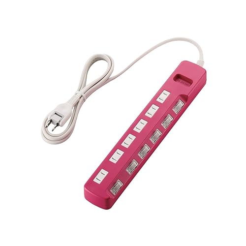 Elecom with individual switches lightning guard tap "Color Style" (2P ceremony, six ports ? 2.0m ? Pink) T-PN04-2620PN