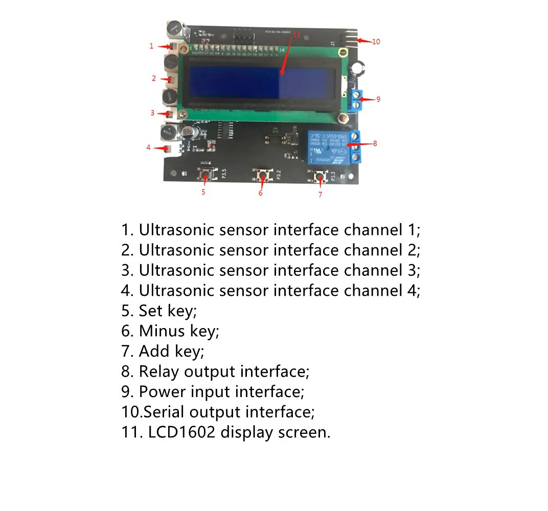 Taidacent 12V 24V Relay Output 4 in1 Ultrasonic Parking Sensor Ultrasonic Proximity Range Finder Distance Sensor with LCD1602 Distance Can Be Set (12V