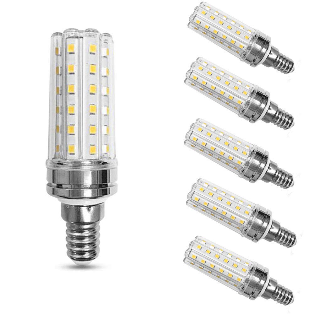 LED Corn Light Bulbs (6 Pack) E14 Base LED Candelabra Bulb,12W (100W Incandescent Bulbs) Decorative Candle Base E14 Corn 3000K Warm White LED
