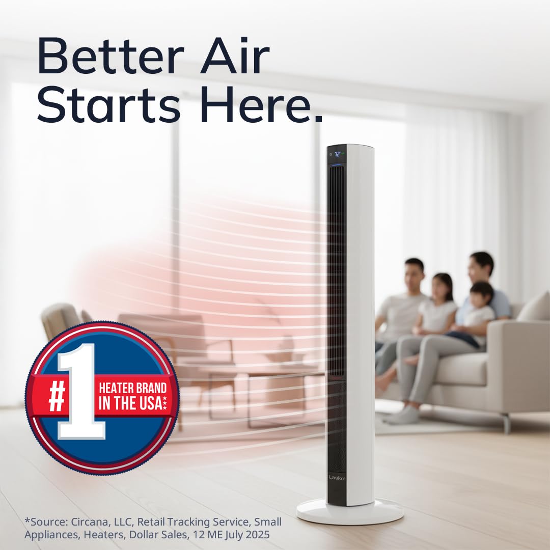 Lasko Oscillating All Season Tower Fan and Space Heater in One for Home with Adjustable Thermostat, Overheat Protection, 4 Fan Speeds, 3 Heat Settings