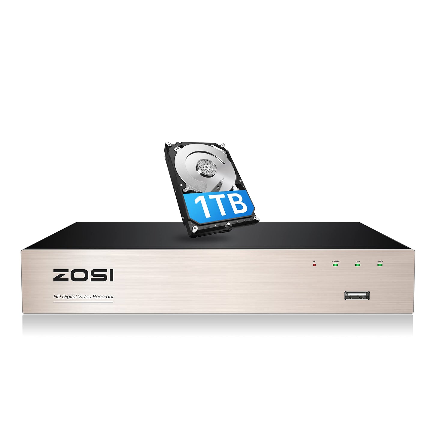 ZOSI H.265+ 8CH 5MP Lite Surveillance DVR Video recorders with 1TB Hard Drive Supports 4-in-1 HD-TVI CVI CVBS AHD 960H 1080P 5MP Security Cameras