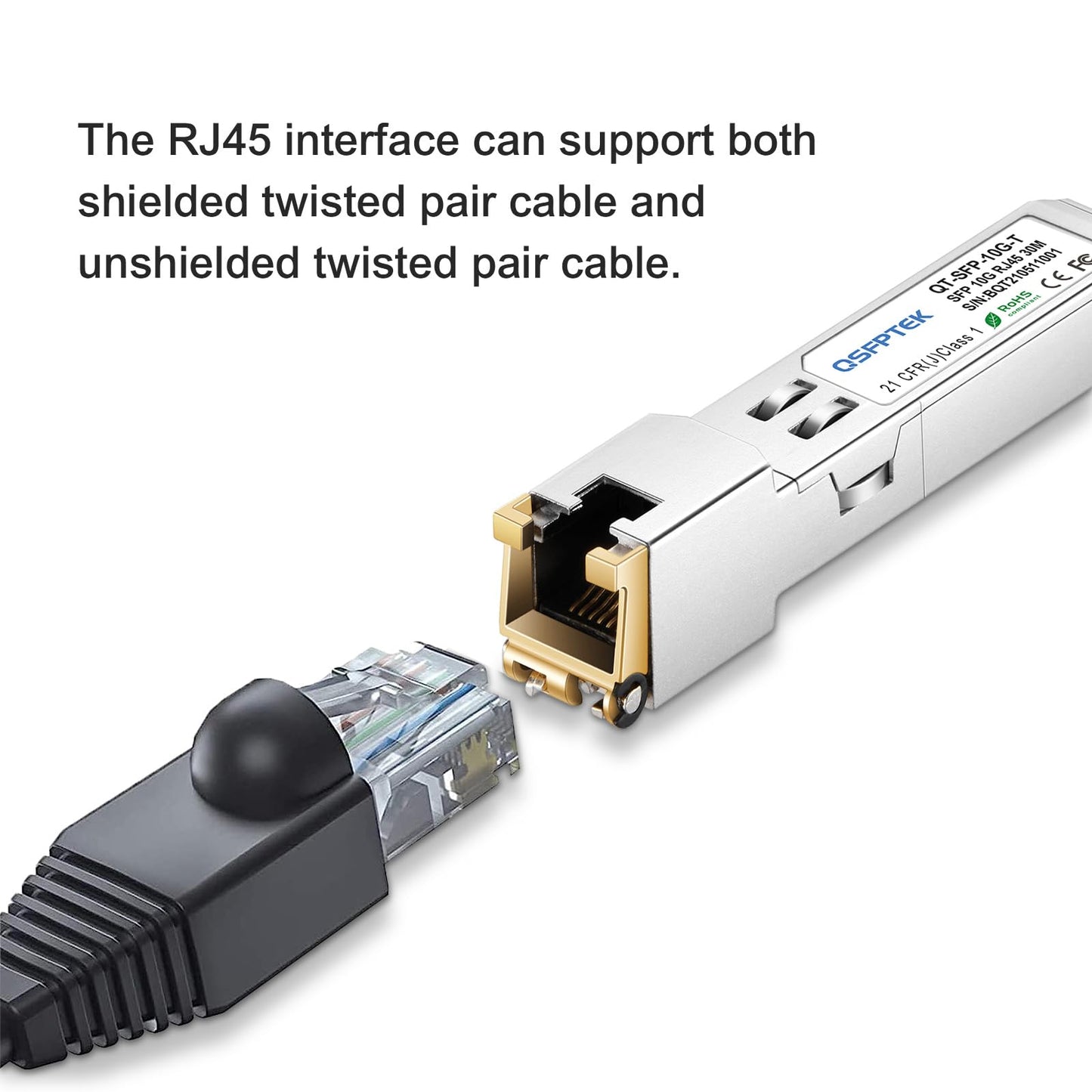 10GBase-T Module, SFP to RJ45, 10G Copper SFP+ Transceiver, 10Gbe Optical Ethernet Mini Gbic 10 giga Computer Networking Transceiver Compatible