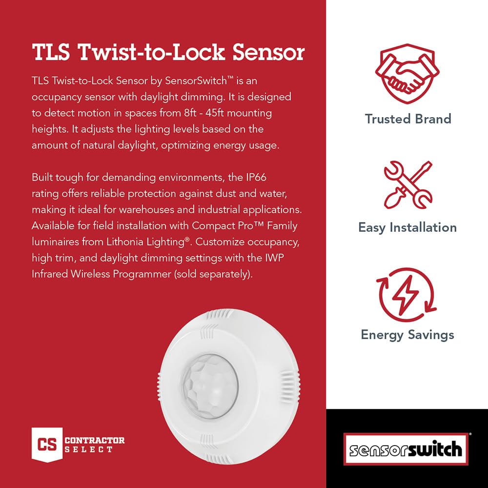 Sensor Switch Twist-to-Lock Motion Sensor, Easy to Install Daylight and Motion Detector for Lithonia Lighting Compact Pro Family Luminaires, Photocell