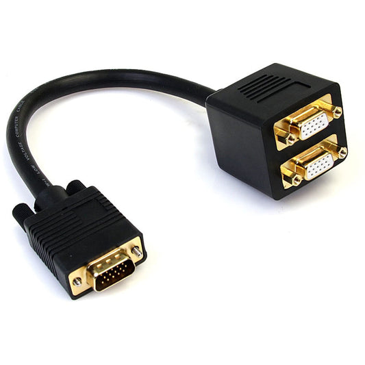 StarTech.com 1 ft. VGA to VGA Splitter Cable - M/F Dual Monitor Video Cable Splitter (VGASPL1VV) Black