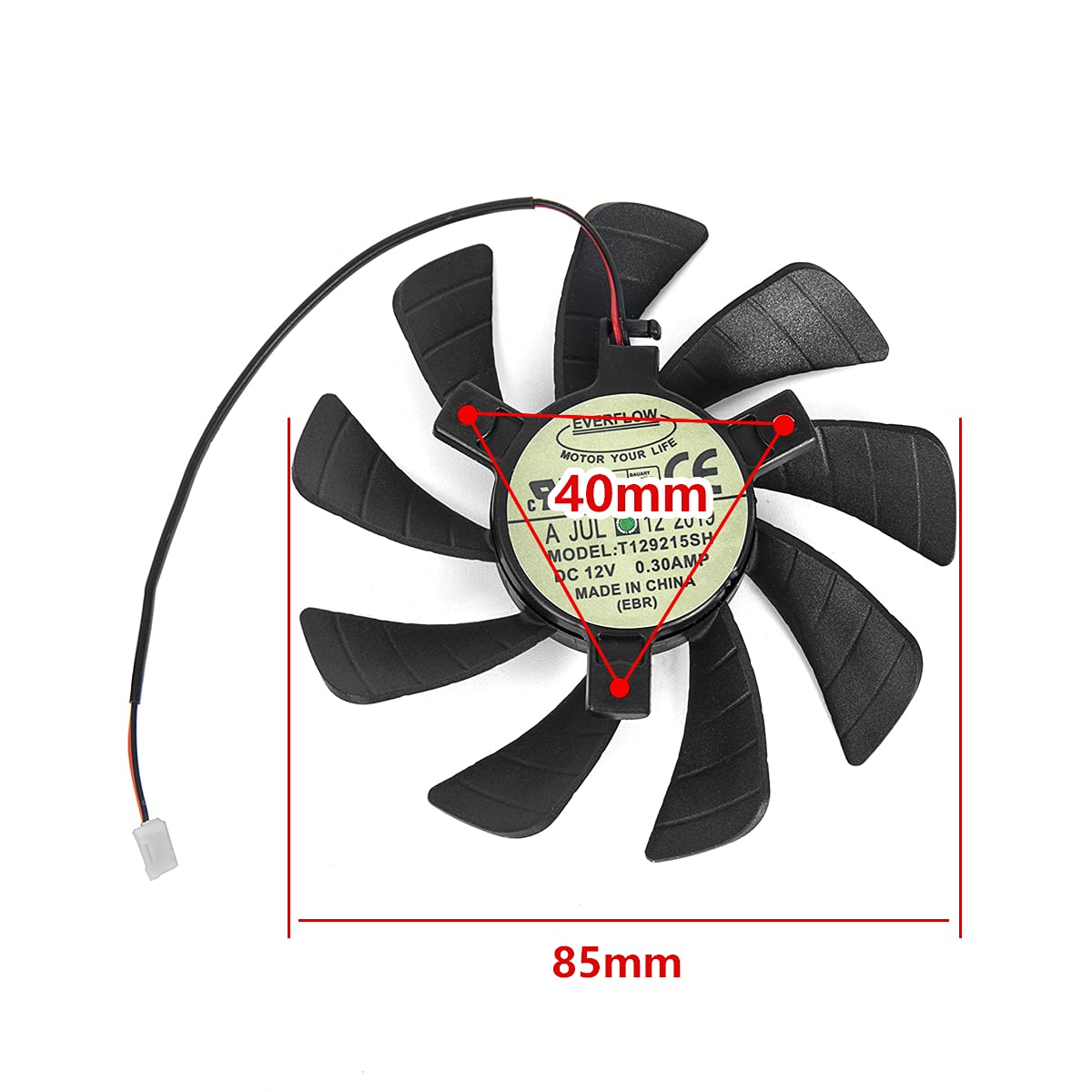 inRobert 85mm 2Pin Video Card Cooling Fan Replacement for Zotac GTX Gaming GTX 1650 Graphics Card