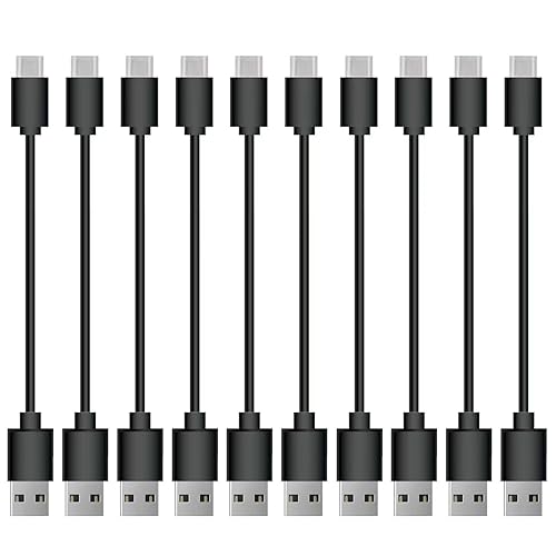 AGIPAXX Short USB Type C Cable, 10 Pack 0.5FT USB 2.0 Cables Black