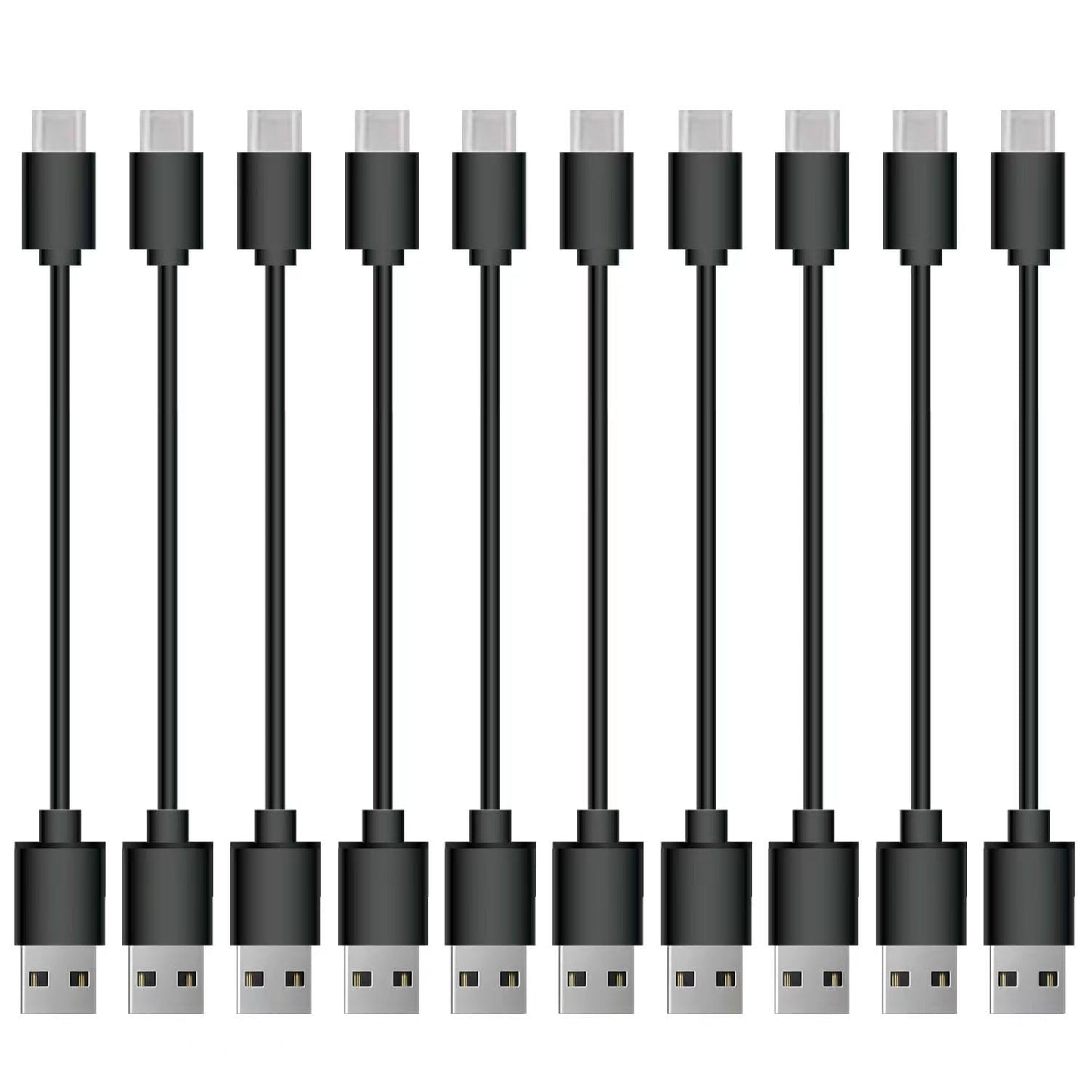 AGIPAXX Short USB Type C Cable, 10 Pack 0.5FT USB 2.0 Cables Black