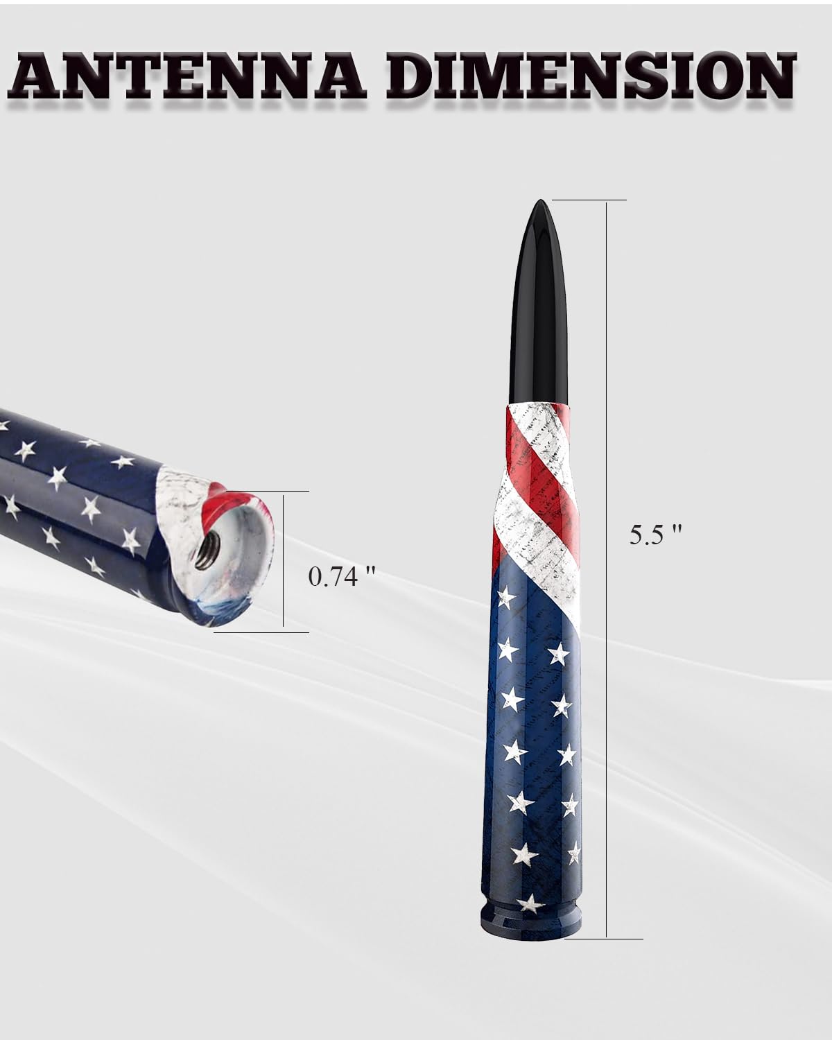 American Flag Antenna, Car Truck 5.5’’ Antenna Wash-Proof Radio Antenna Aluminum Short Antenna Truck Exterior Decoration Accessories AM/FM Radio