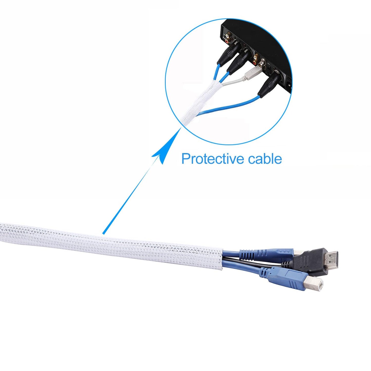 QCSIW 1/4" x25ft Split Sleeve Wire Loom Tubing - Cat-Proof Cord Protector for USB, Power, Audio/Video Cables | Chew-Resistant Cable Sleeve | Easy