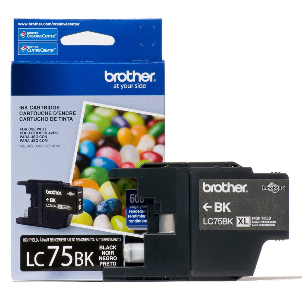 Genuine Brother LC75BK (LC-75BK) High Yield Black Ink Cartridge