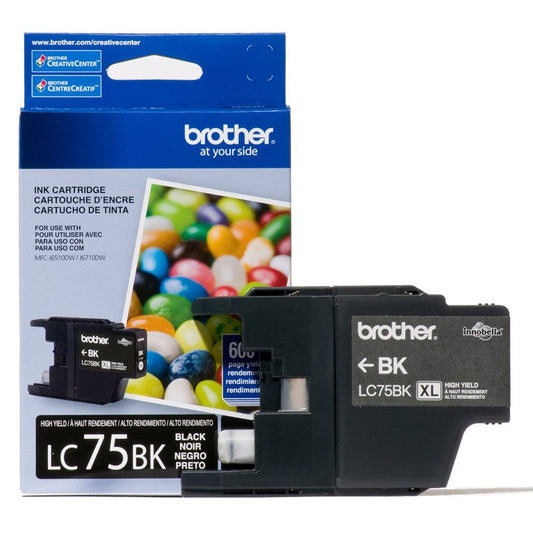 Genuine Brother LC75BK (LC-75BK) High Yield Black Ink Cartridge