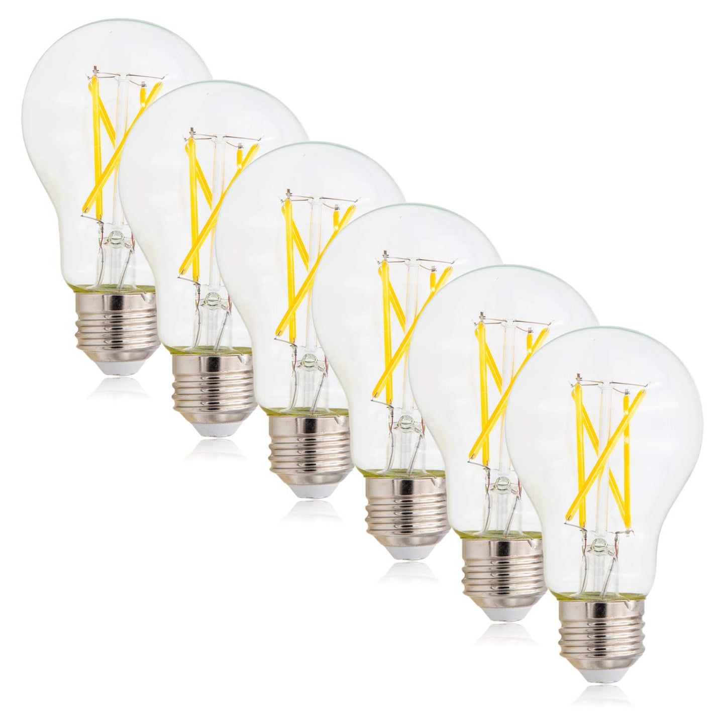 Maxxima Clear A19 LED Filament Light Bulb, 7W, 2700K, 800 Lumens, 6 Pack