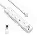 BN-LINK Remote Control Power Strip with 4 Independent Outlets?4 USBs (incl. 20W USB-C), 3.9Ft Extension Cord, 15A/1875W Overload Protection, Wall