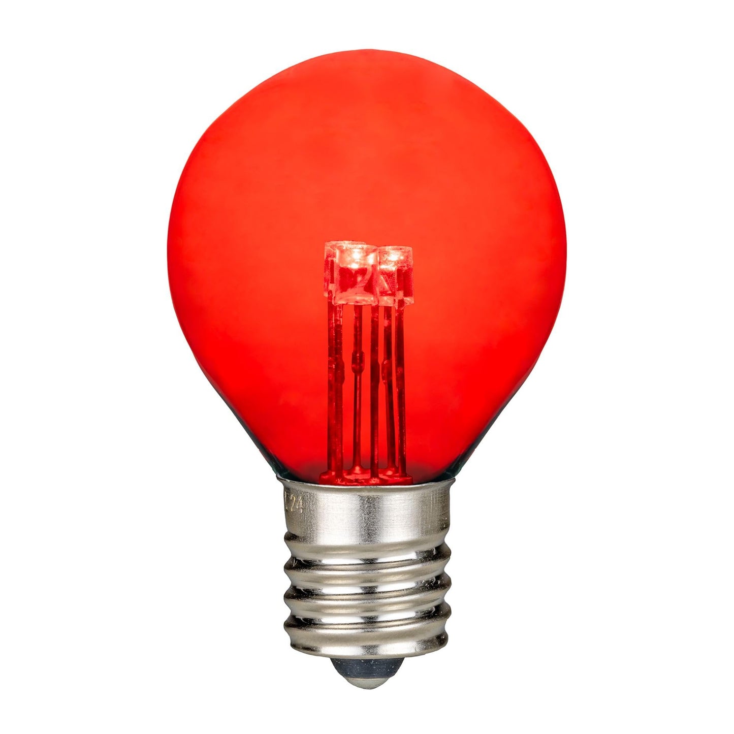 Novelty Lights 25 Pack G30 Glass LED Globe Bulbs, Red, E12 Candelabra Base