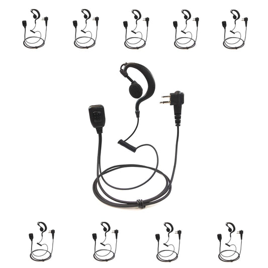 PROMAXPOWER [10-Pack] 1.5-Wire G-Shape Swivel Earpiece with PTT Microphone for Motorola Two-Way Radios CP110, CP200D, CLS1110, CLS1410, EP450…
