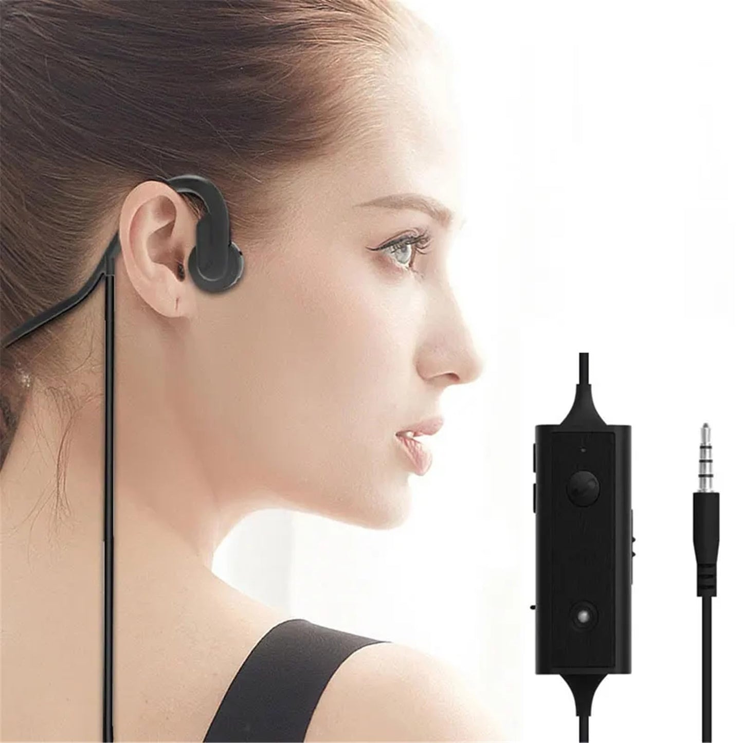 GZCRDZ 3.5mm Wired Bone Conduction Earphones, Open Type Earphones, IP8 Waterproof, Sweat Resistant, Noise reducing Built-in Microphone Suitable
