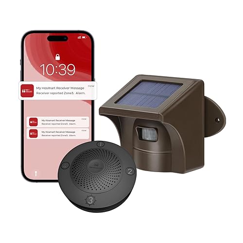 eMACROS Pro 3 Smart Solar Driveway Alarm System (2.4G Wi-Fi), App Push Notifications, 1/2 Mile (2600 ft) Wireless Range Motion Sensor & Plug-in