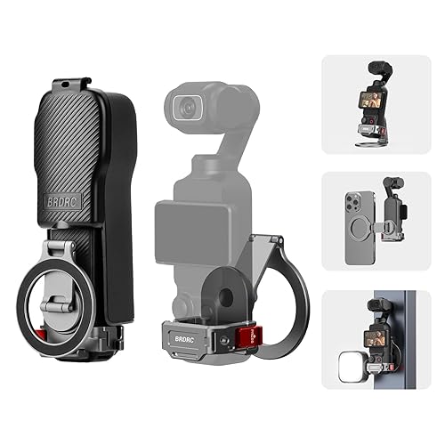 BRDRC Pocket 3 Magnetic Mount, Phone Holder for MagSafe Aluminum Alloy Magnet Expansion Adapter with Cold Shoe for DJI OSMO Pocket 3 Creator Combo/for