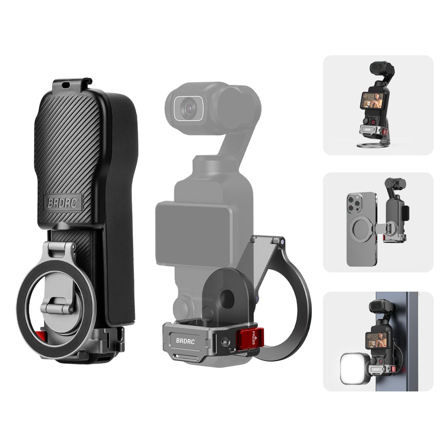 BRDRC Pocket 3 Magnetic Mount, Phone Holder for MagSafe Aluminum Alloy Magnet Expansion Adapter with Cold Shoe for DJI OSMO Pocket 3 Creator Combo/for