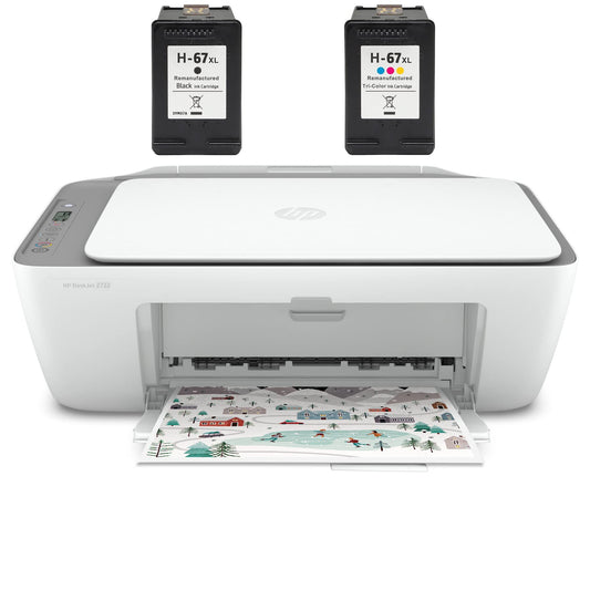 HP DeskJet 2722 Wireless Bluetooth Color Inkjet All-in-One Printer for Home Office, Gray - Print Scan Copy - 1200 x 1200 dpi, Icon LCD Display