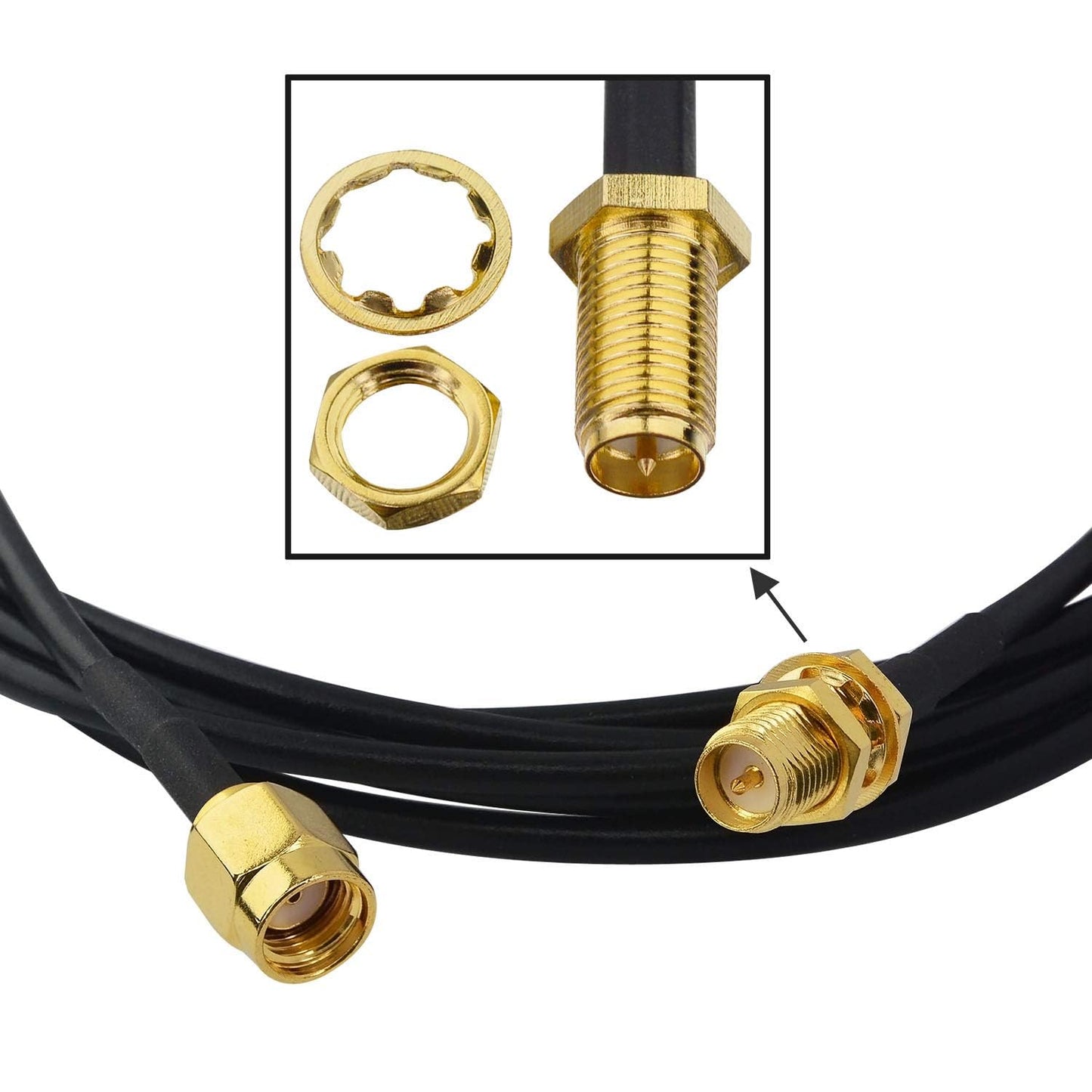 Boobrie RP-SMA Coaxial Cable 6.5ft/2M RG174 Cable RP SMA Male to RP SMA Female Low Loss Antenna Cable RP SMA Extension Cable for WiFi Antenna 4G etc