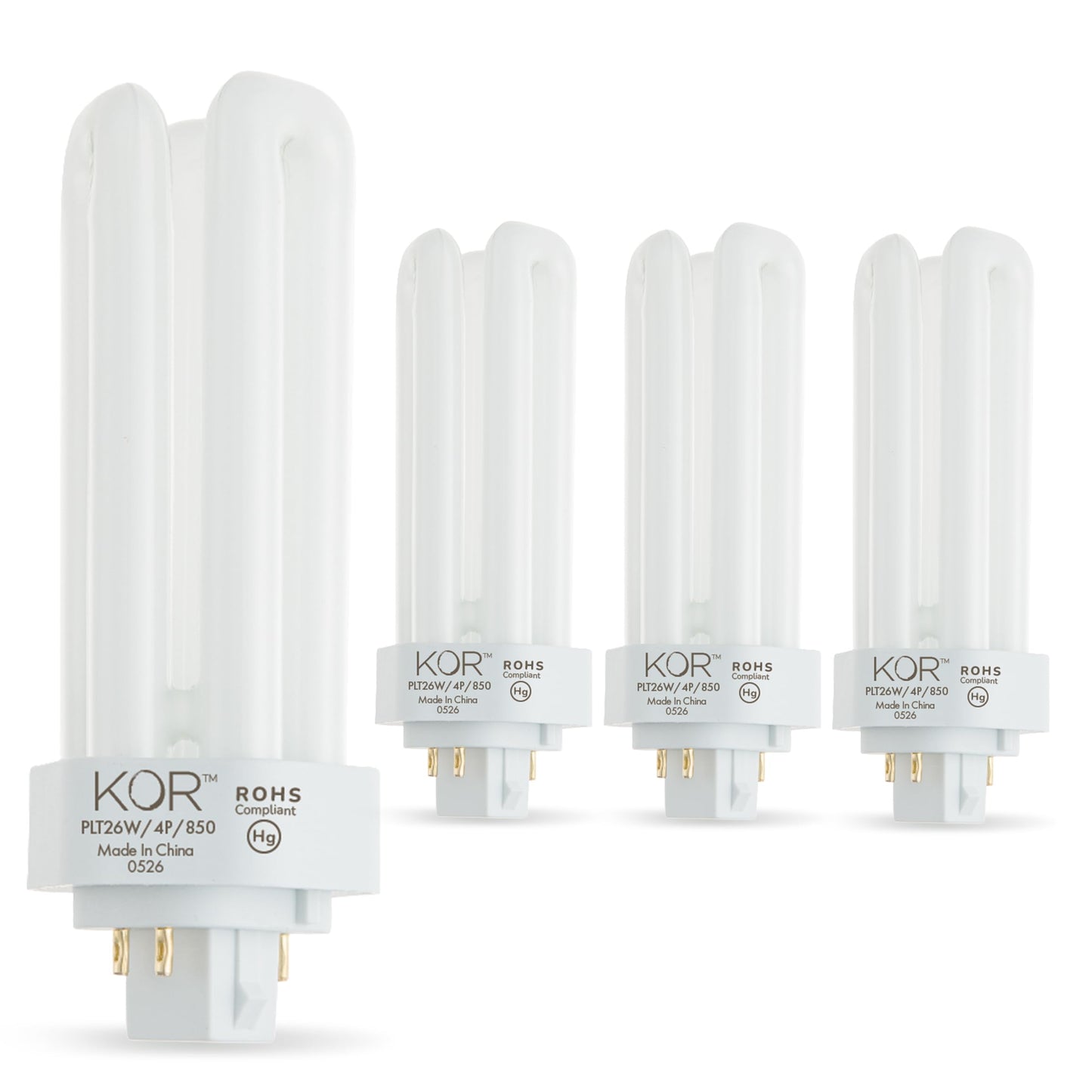 KOR 26W Triple Tube Compact Fluorescent Light Bulb, 4 Pack