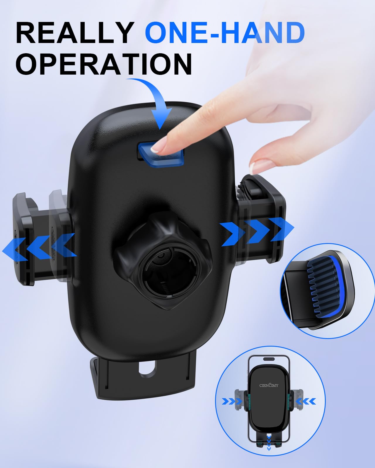 Ciencimy Phone Holder Car [Reusable Velcro Design] Universal Dashboard Windshield Phone Mount for Car,[One Finger Release],360° Rotation Car Phone